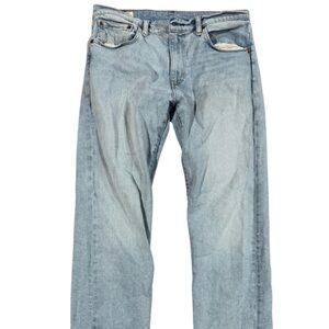 Vintage Levi's 502 Regular Taper W33 L34 Light Wash Blue Denim Jeans Big E